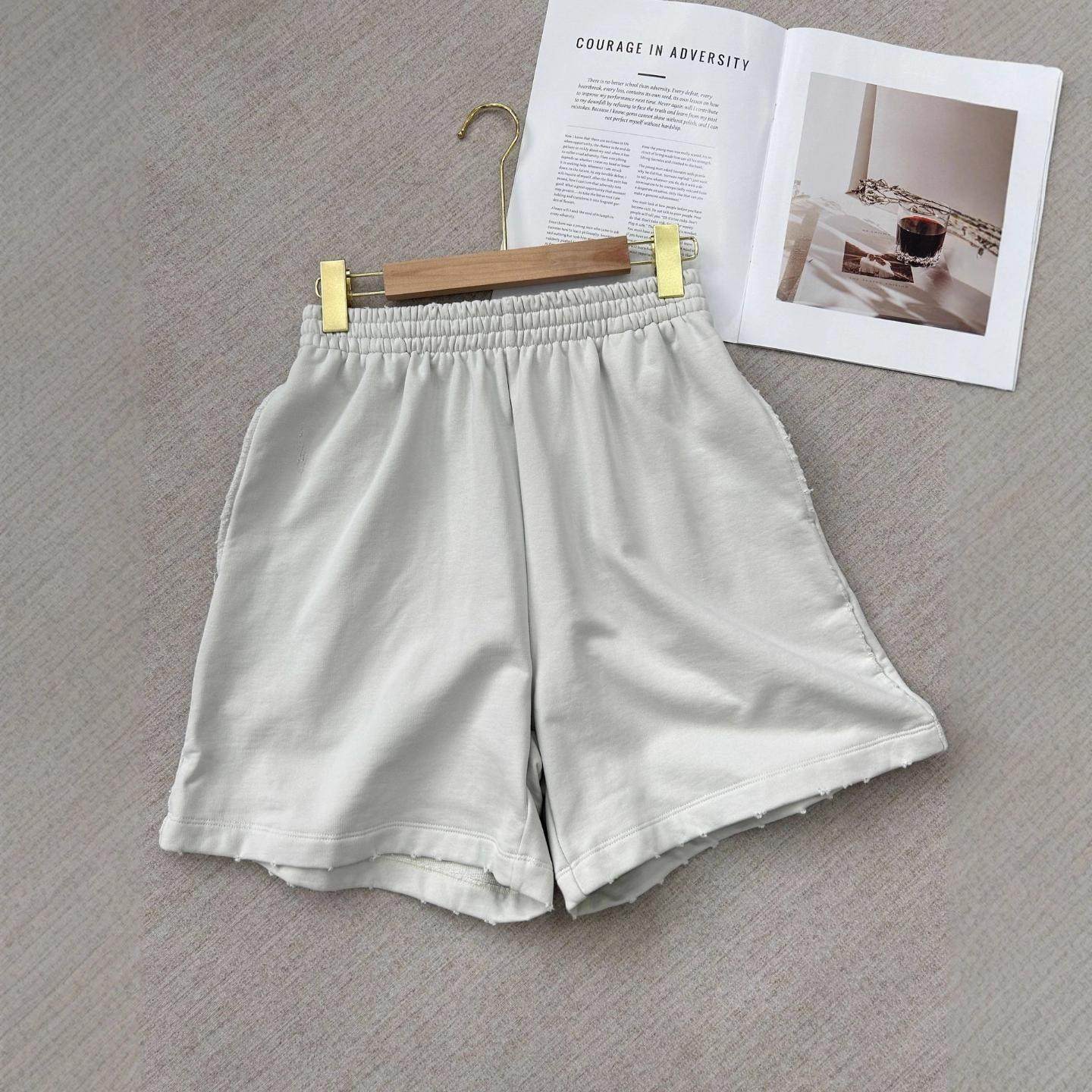 巴黎街头风重磅水洗磨破休闲宽松五分裤卫裤春夏松紧腰运动短裤,女装/女士精品,休闲裤,淘宝优惠券,粉丝福利购,淘宝优惠卷