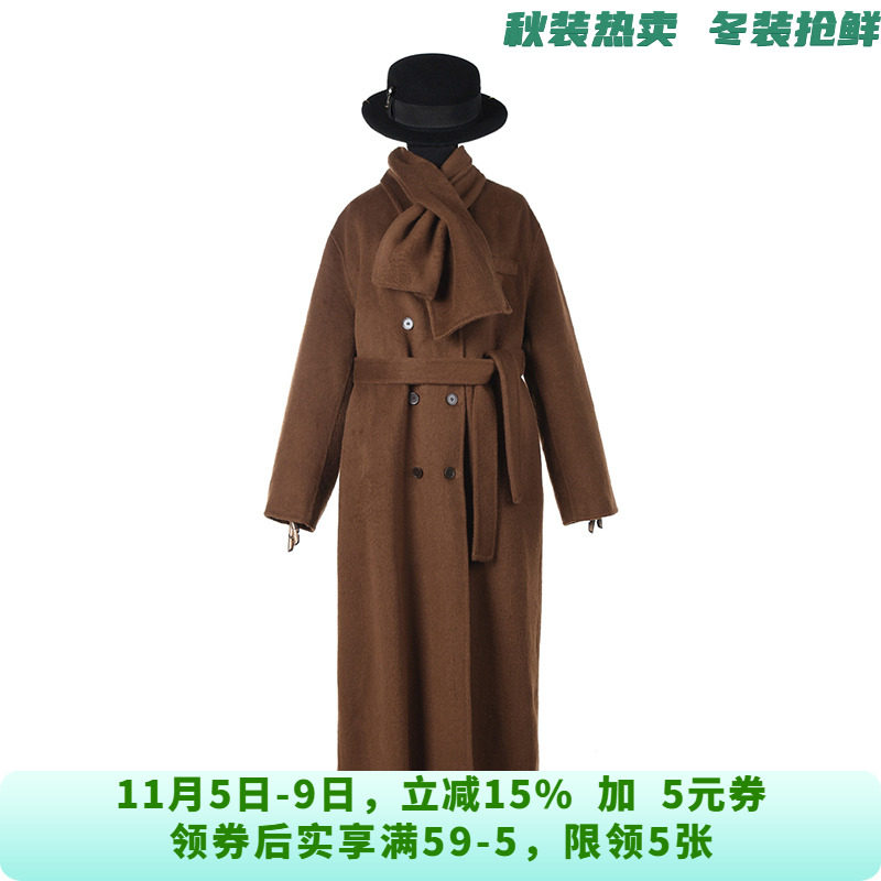 [禾哲]HZ1E0028时尚围脖含羊毛双面尼大衣女10.28冬