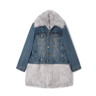 AF0K0004拼接毛绒保暖上衣宽松单排扣外套女12.20冬