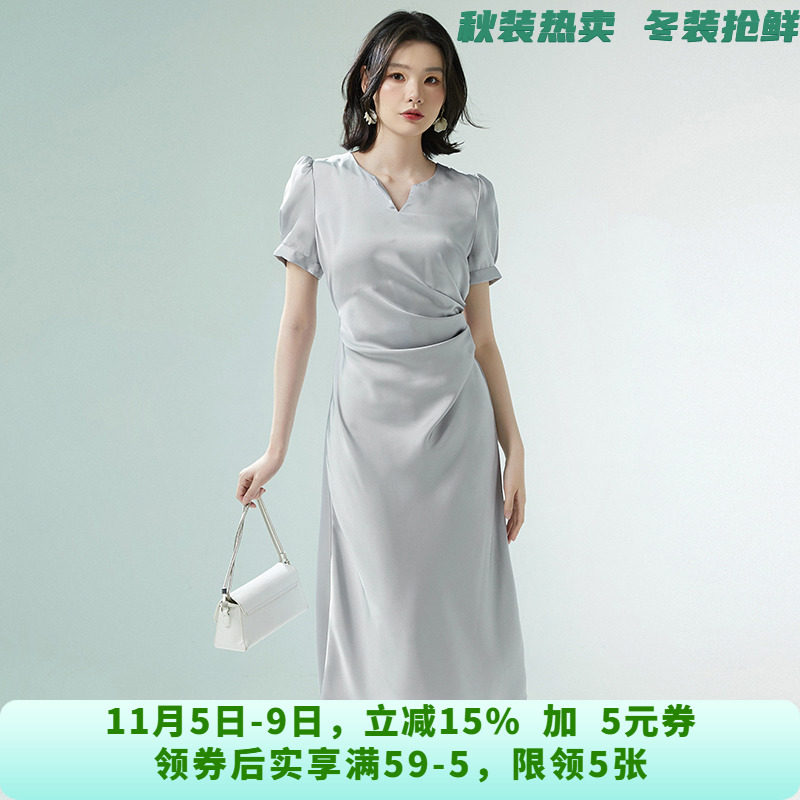 奥特莱斯专柜NY0A0722时尚通勤中长裙连衣裙女2025夏