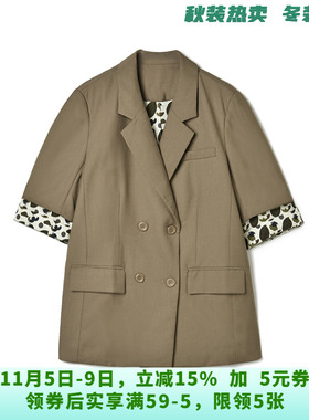 BI0K0003拼接七分袖设计感上衣西装外套女9.30秋