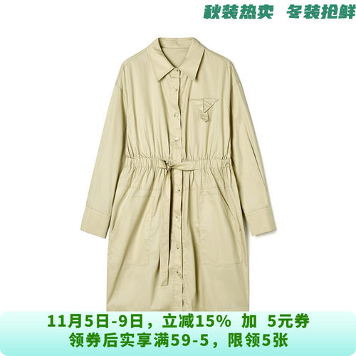 BP0A0004简约通勤短裙单排扣裙子连衣裙女10.6秋