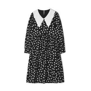 XD0A0020一粒扣中长裙高腰碎花裙子连衣裙女12.26春