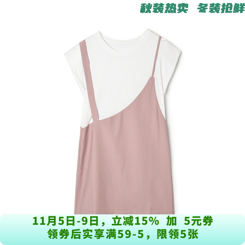 【热卖】HG0A0218时尚减龄拼接短裙无袖裙子连衣裙女2025夏