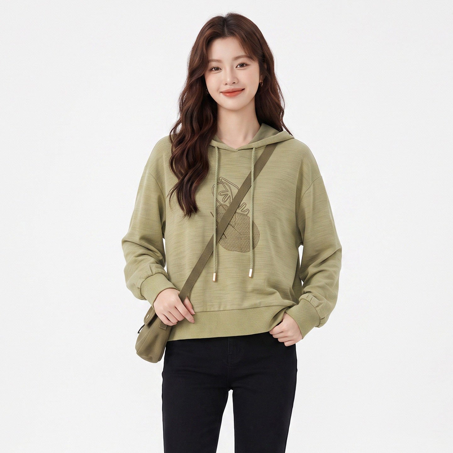 NQ0L0003可爱印花套头连帽百搭上衣卫衣女8.8秋