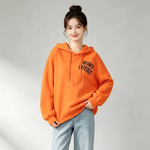 9魅FH0L0001百搭休闲连帽套头纯棉上衣卫衣女8.1秋