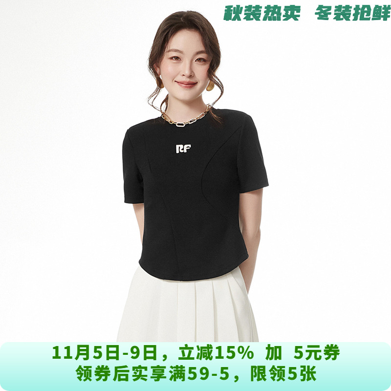 TG0C0001时尚修身短袖上衣微弹圆领T恤女6.11夏