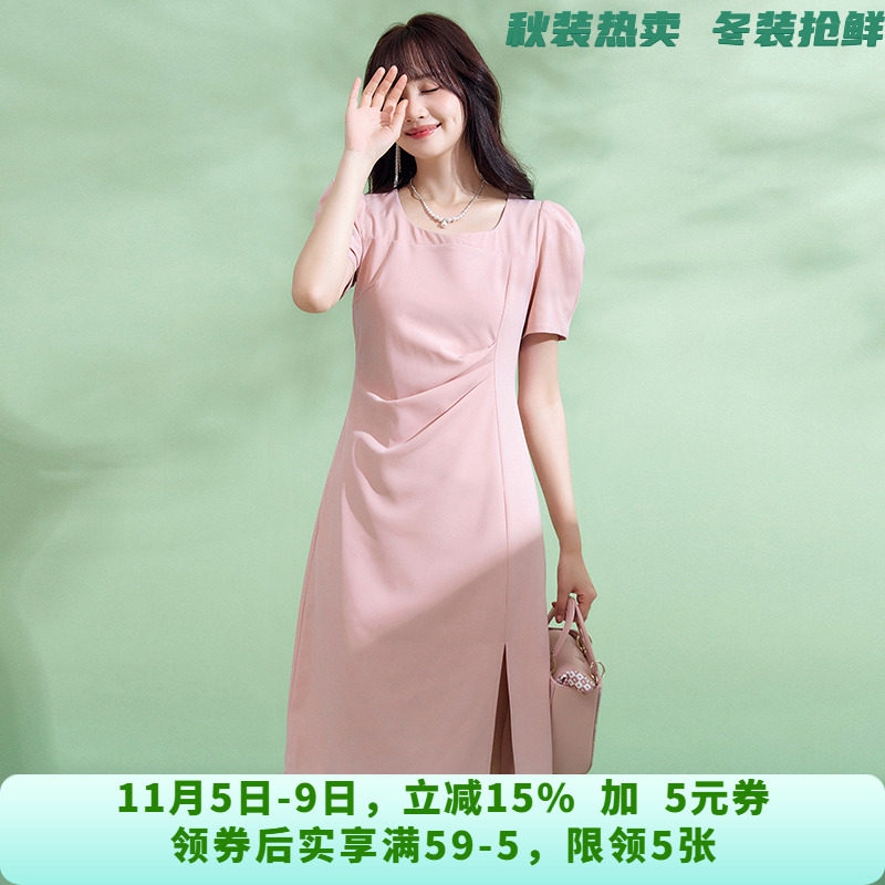 AS0A0007活力减龄中长裙五分袖裙子连衣裙女4.15夏