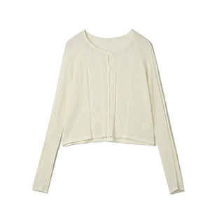 针织衫 上衣高弹修身 女12.23春 短款 YA0E0004简约开衫