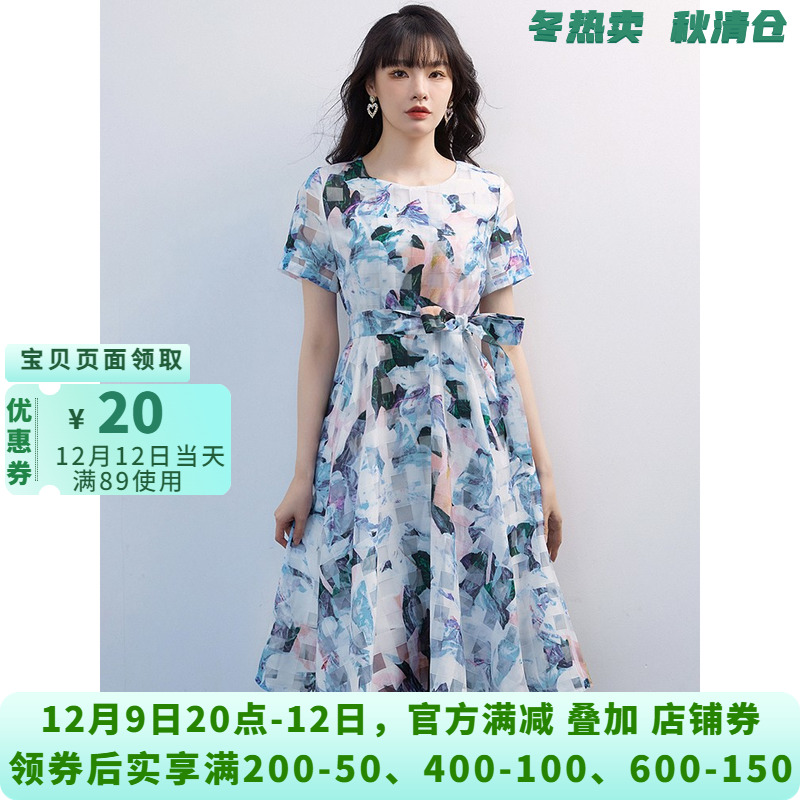 CB系列臻选欧货女装 品牌折扣店精品 优雅知性温柔风花色连衣裙夏
