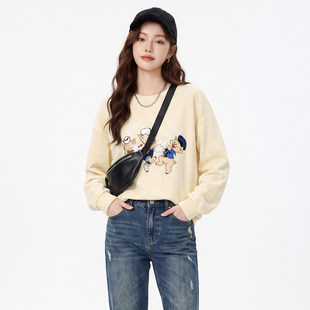 NR0L0008卡通图案纯棉中长款套头上衣卫衣女8.26秋