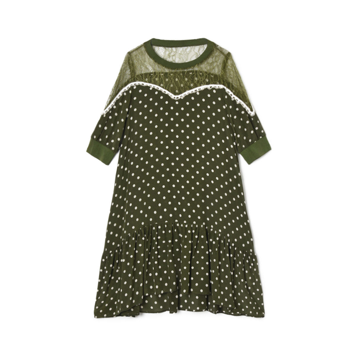 GQ0A0015拼接设计裙子荷叶摆七分袖连衣裙女4.25夏
