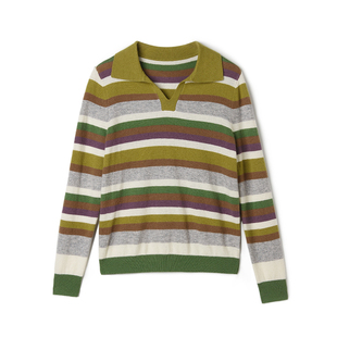 高端UK0E0006洋气条纹上衣含羊毛针织衫 女12.15春