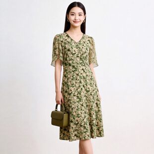 HH0A0005复古印花裙子连衣裙专柜折扣女装6.10夏