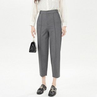 女2.27春 子休闲裤 MN0P0030高腰烟管长裤 纯色舒适裤