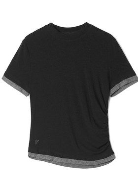 深圳南油CV0C0102短袖套头拼色不规则上衣T恤女4.9夏