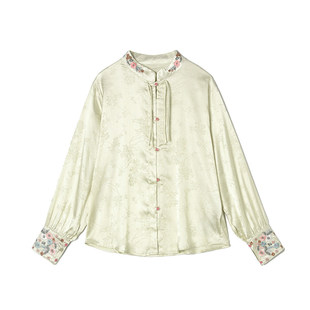 AL0D0005养眼绣花立领上衣单排扣国风衬衫 女3.14春
