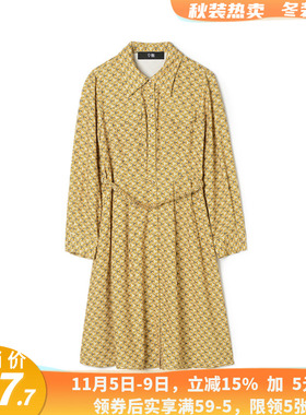 高端OG0A0013气质印花中裙连衣裙女1.15春