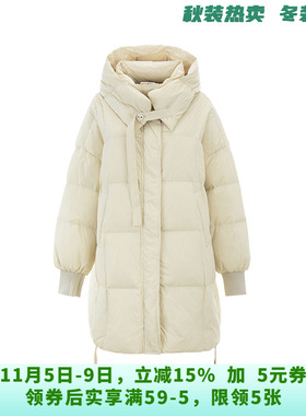 UY1B0020含白鸭绒宽松连帽长款保暖羽绒服女10.23冬