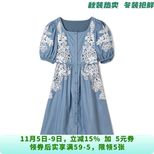 NY0A0782精致提花棉质中裙连衣裙女夏