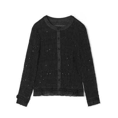 深圳南油TT0D0004亮片装饰上衣单排扣衬衫女12.23春