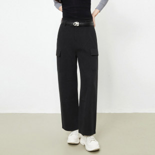 深圳南油CV0P0062高腰长裤 女3.26春 子遮胯宽休闲裤