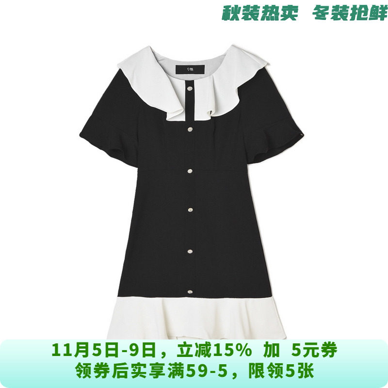 YM0A0076甜美娃娃领短裙五分袖裙子连衣裙女5.16夏