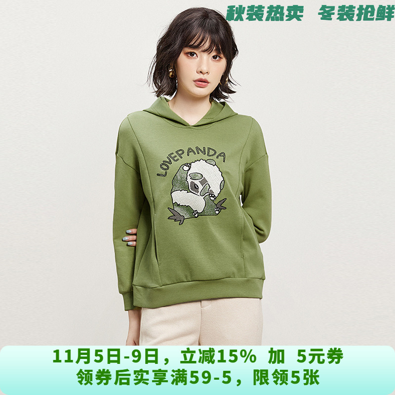 LR0L0011洋气贴钻图案上衣连帽长袖卫衣女7.28秋