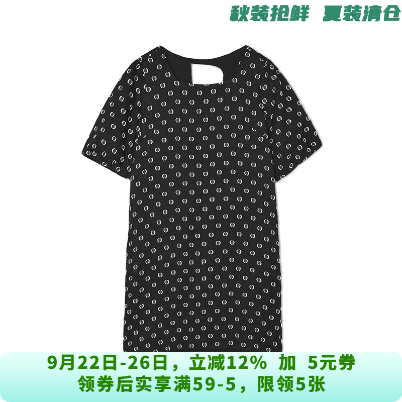 YC0A0040一粒扣短裙五分袖印花裙子连衣裙女5.7夏