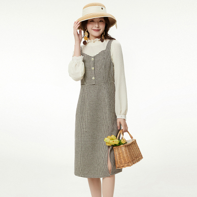 YT0A0011前开叉中裙高腰无袖裙子连衣裙女9.16秋