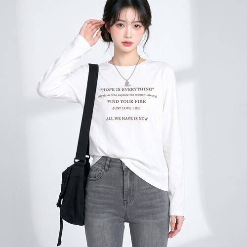 [华]高端HX0C0001字母印花套头百搭上衣T恤女8.14秋