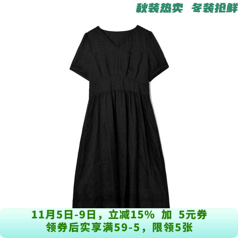 HG0A0105优雅气质中裙松紧腰裙子连衣裙女5.27夏