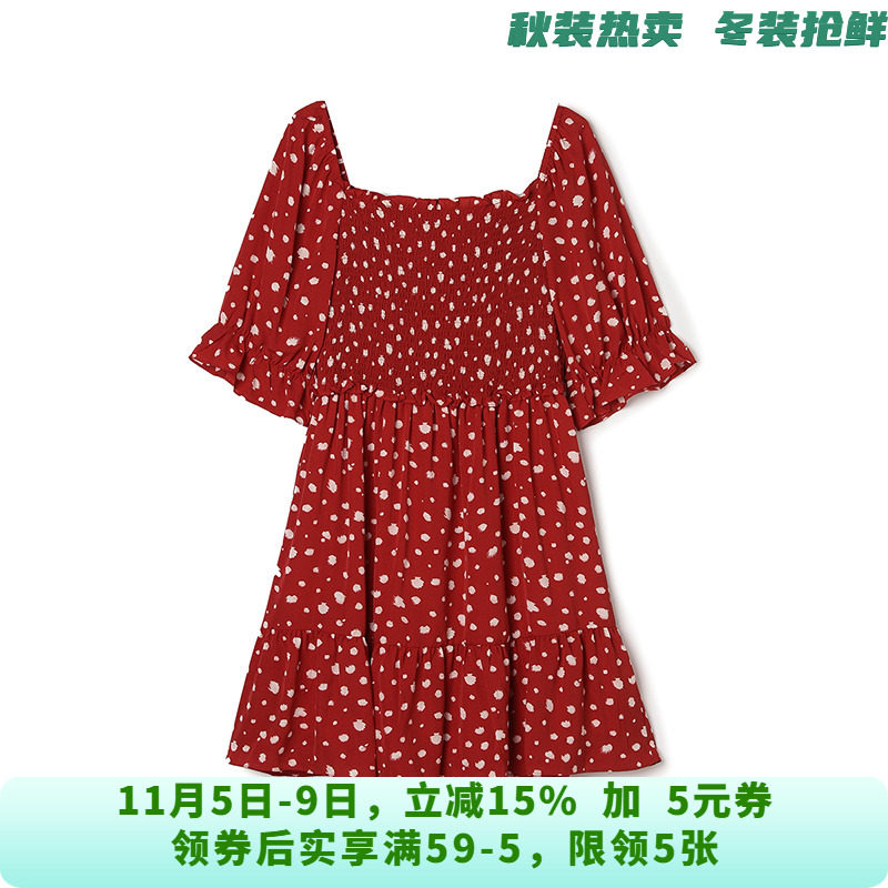 LM0A0003洋气减龄短裙拼色印花裙子连衣裙女4.15夏