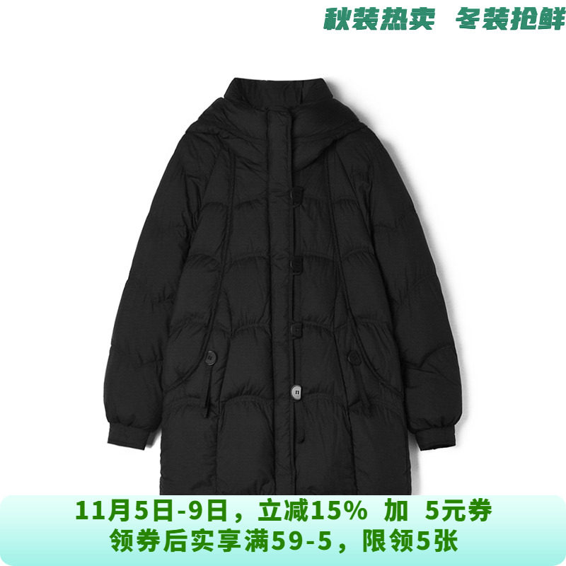 MA1B0013宽松保暖外套中长款白鸭绒羽绒服女11.29冬