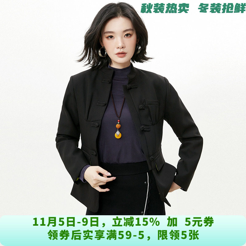 深圳南油NY0K0147国风盘扣上衣纯色长袖外套女8.31秋