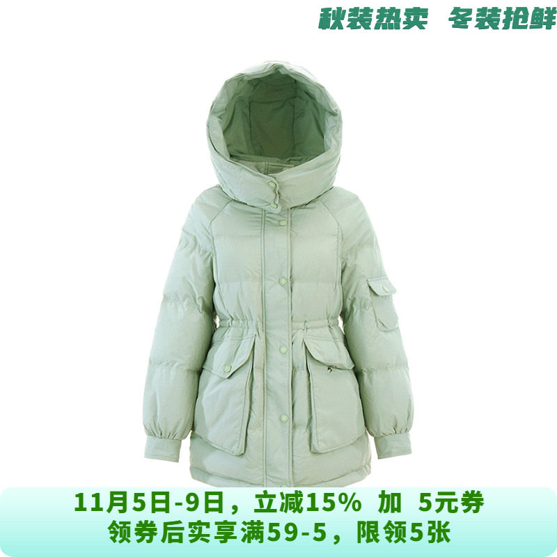 UY1B0002防风保暖白鸭绒上衣宽松连帽羽绒服女10.23冬