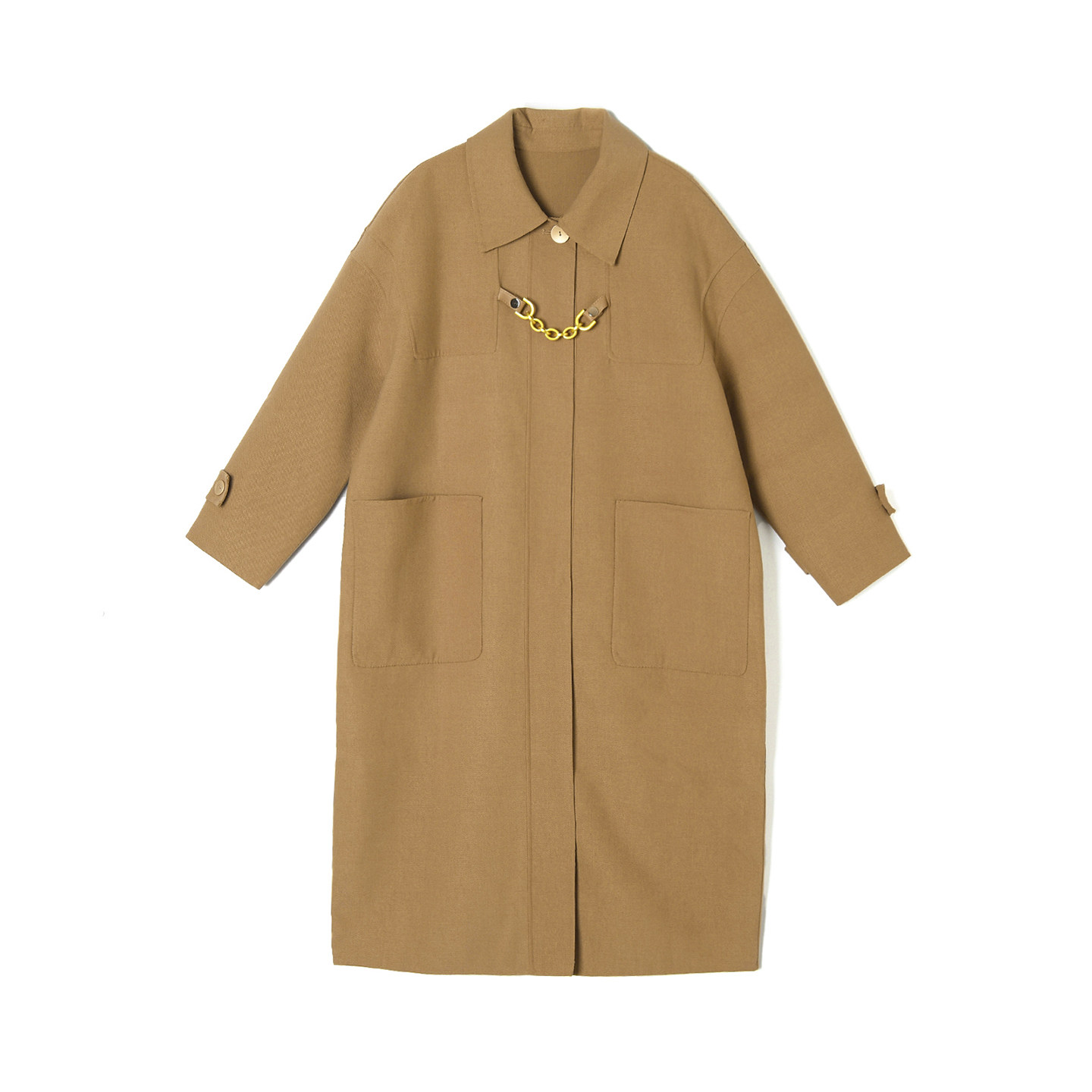 [五]高端WA0J0012金属装饰七分袖风衣外套女7.25秋