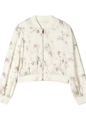 WT0K0021气质优雅上衣竹子印花长袖外套女3.25春