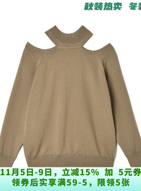 MO0H0116露肩设计感上衣套头长袖纯色毛衣女10.3冬