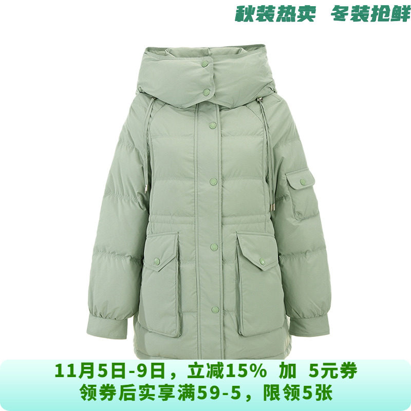 UY1B0013含白鸭绒连帽轻盈舒适泡芙羽绒服女10.23冬