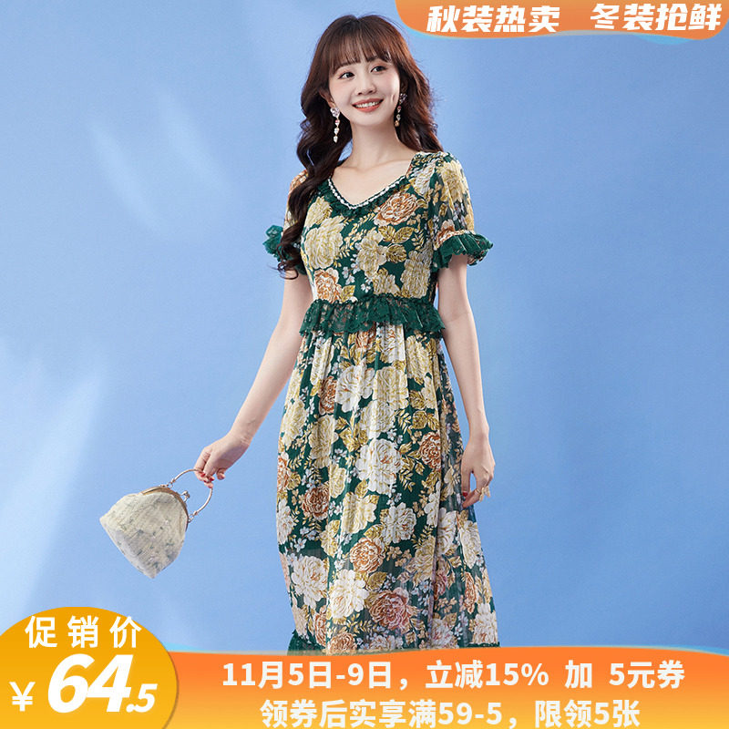 蕾丝印花裙聚酯纤维印花