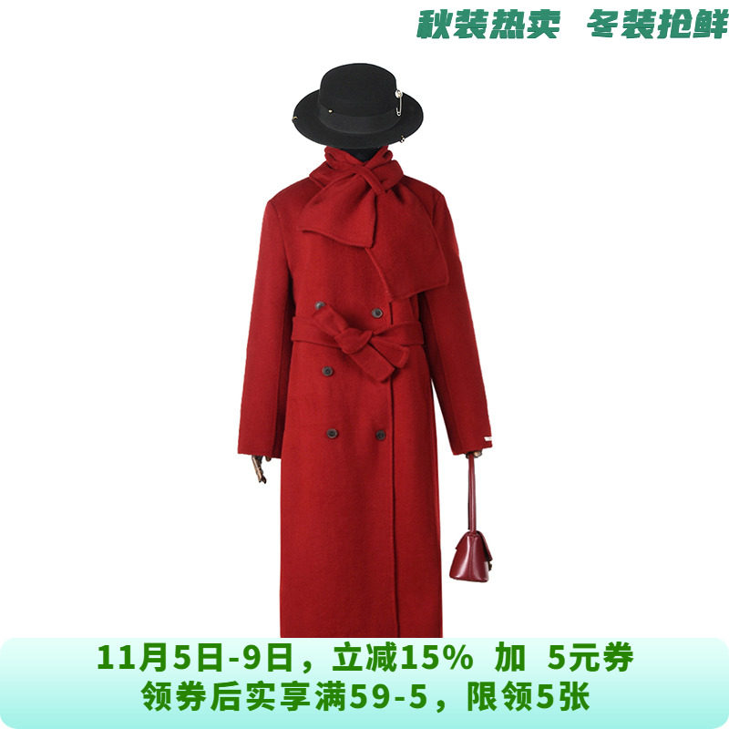 [禾哲]HZ1E0134韩版潮流双面尼含羊毛大衣女11.11冬