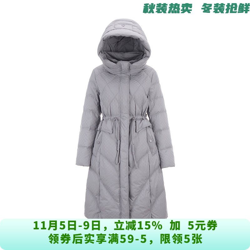 「钰系列」高端YK1R0015抽绳设计收腰加长款鹅绒服女10.31冬