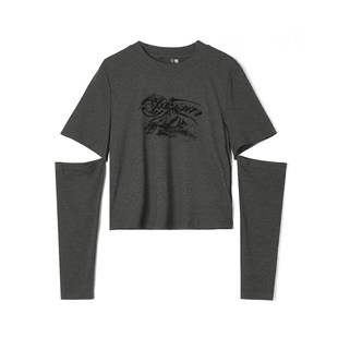 深圳南油CV0C0045辣妹风破洞长袖 上衣T恤女12.22春