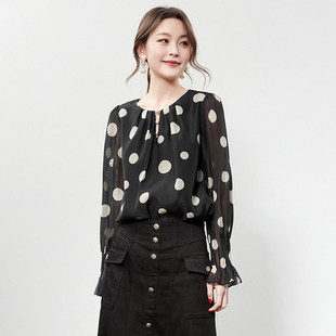 「秋」高端QR0D0001一粒扣宽松上衣波点衬衫 女2.24春