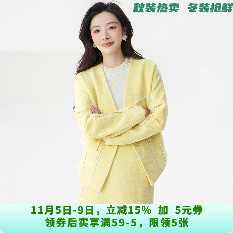深圳南油YL1C0006职业气质长袖毛呢外套大衣女11.26冬