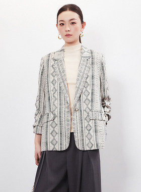 深圳南油NY0K0021一粒扣含麻上衣中长款外套女12.29春