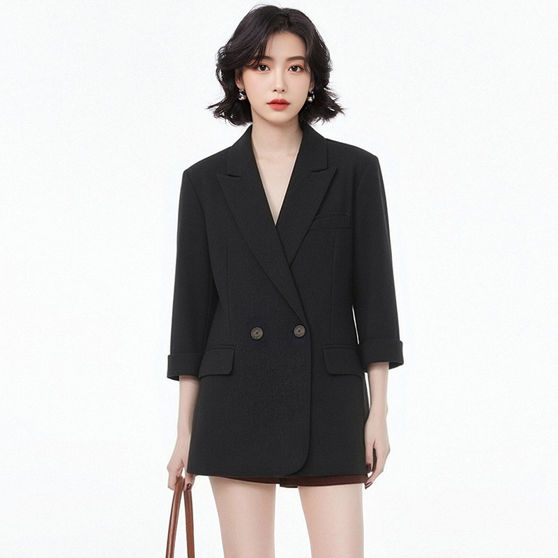 高端ZO0K0006七分袖纯色西装通勤百搭外套女4.9春