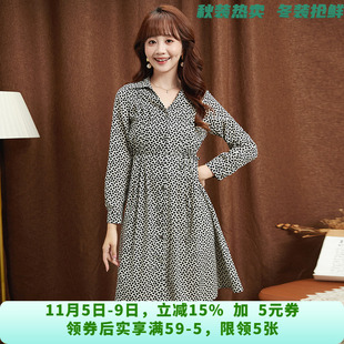 深圳南油NY0A0141单排扣棉质中裙连衣裙女7.8秋