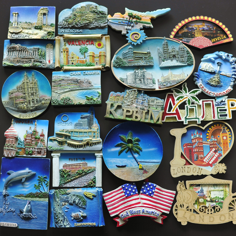 优质稀有邮票外贸冰箱贴孤品风景静物树脂立体3d浮雕G1056叮当堂